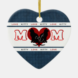 Kat mam Kat Love Double Sided Heart Keramisch Ornament