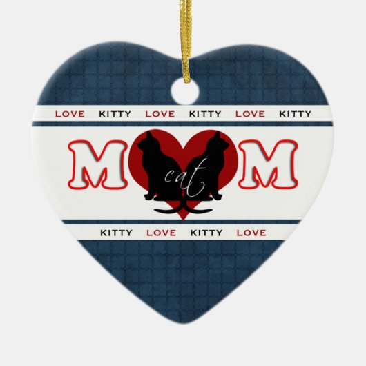 Kat mam Kat Love Double Sided Heart Keramisch Ornament (Voorkant)