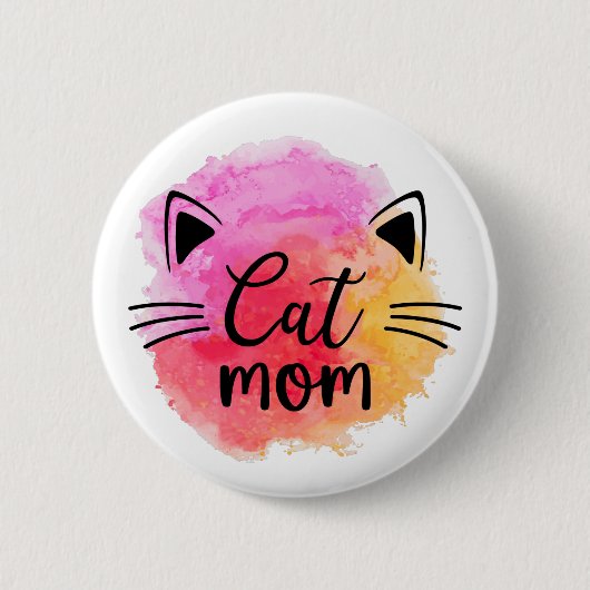 Kat mam, kleurrijke kat ronde button 5,7 cm (Voorkant)