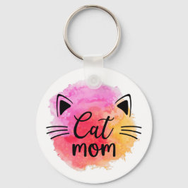 Kat mam, kleurrijke kat sleutelhanger