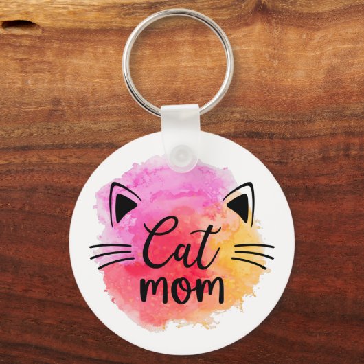 Kat mam, kleurrijke kat sleutelhanger (Voorkant)