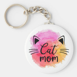 Kat mam, kleurrijke kat sleutelhanger