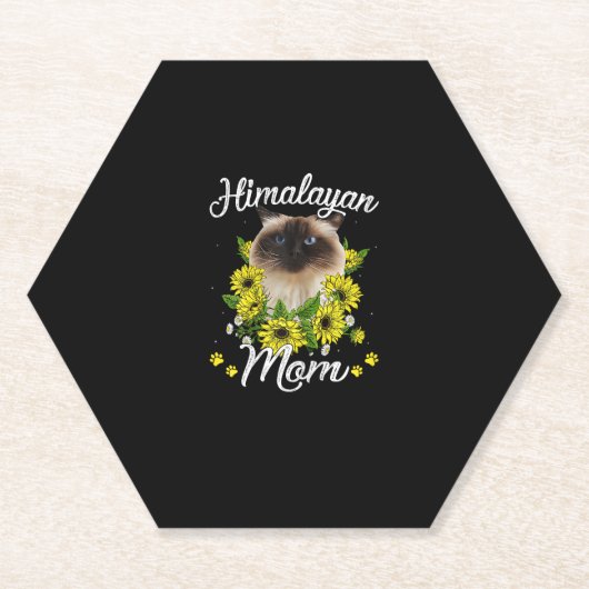 Kat Mam Moederdag Gifts Zonnebloem Himalaya Mam Kartonnen Onderzetters (Voorkant)