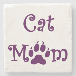 Kat mam, Paars, Onderzetters, Moederdag Stenen Onderzetter