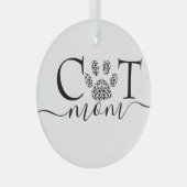 Kat mam pawprint glas ornament (Voorkant Rechts)