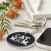 Kat mam Pawprint met Cat Hair Sleutelhanger (Voorkant Rechts)