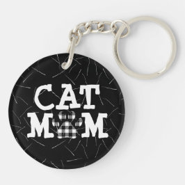 Kat mam Pawprint met Cat Hair Sleutelhanger