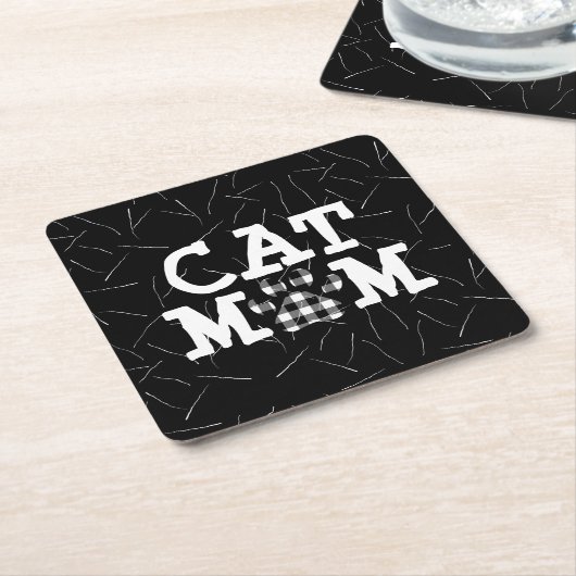 Kat mam Pawprint met kattestoelen Kartonnen Onderzetters (Schuin)