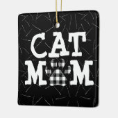 Kat mam Pawprint met kattestoelen Keramisch Ornament (Links)