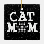 Kat mam Pawprint met kattestoelen Keramisch Ornament (Achterkant)