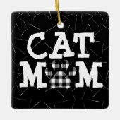 Kat mam Pawprint met kattestoelen Keramisch Ornament (Voorkant)