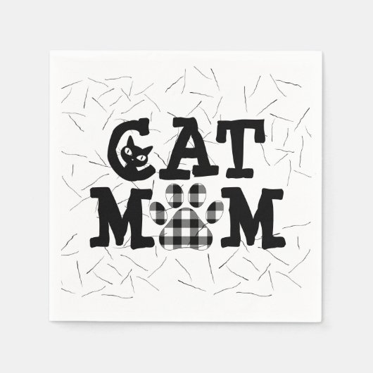 Kat mam Pawprint met kattestoelen Servet (Voorkant)