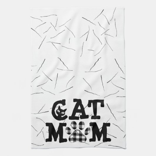 Kat mam Pawprint met kattestoelen Theedoek (Verticaal)