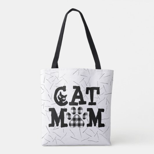 Kat mam Pawprint met kattestoelen Tote Bag (Achterkant)