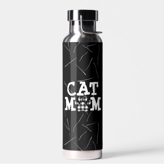 Kat mam Pawprint met kattestoelen Waterfles (Links)
