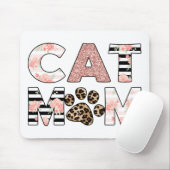 Kat mam Roze Floral en luipaard Paw Muismat (Met muis)