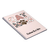 Kat mam Roze Floral en luipaard Paw Notitieboek (Rechterzijde)