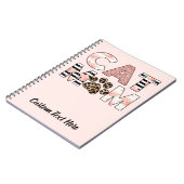 Kat mam Roze Floral en luipaard Paw Notitieboek (Linkerzijde)