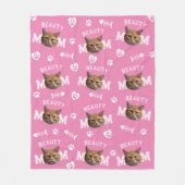 Kat Mam Roze Gepersonaliseerde Naam en Foto Herhaa Fleece Deken (Voorkant)