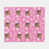 Kat Mam Roze Gepersonaliseerde Naam en Foto Herhaa Fleece Deken (Voorkant (Horizontaal))