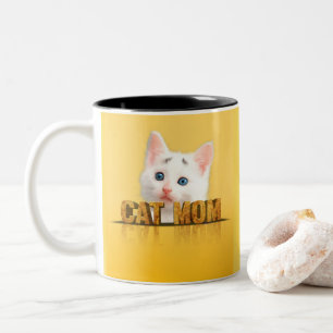 Kat mam shirt cadeau voor kattenmam kattenvrou tweekleurige koffiemok