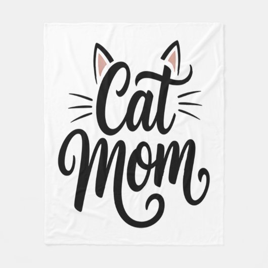 Kat Mam Whiskers en oren Fleece Deken (Voorkant)