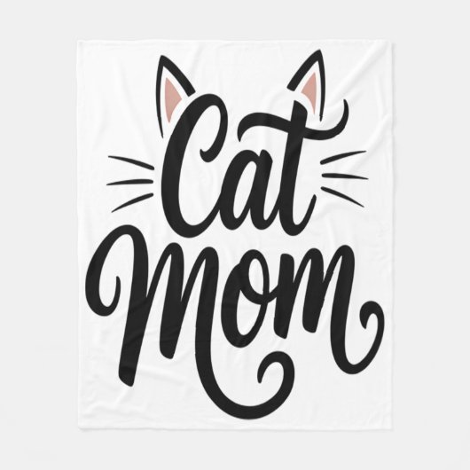 Kat Mam Whiskers en oren Fleece Deken (Voorkant)
