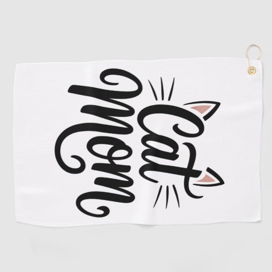 Kat Mam Whiskers en oren Golfhanddoek (Horizontaal)