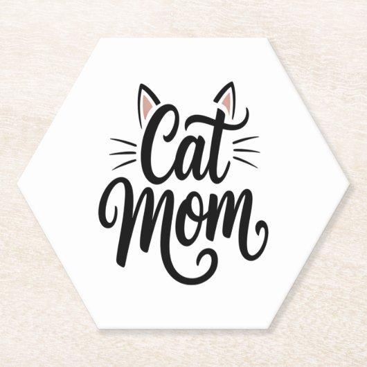 Kat Mam Whiskers en oren Kartonnen Onderzetters (Voorkant)