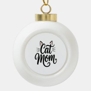 Kat Mam Whiskers en oren Keramische Bal Ornament