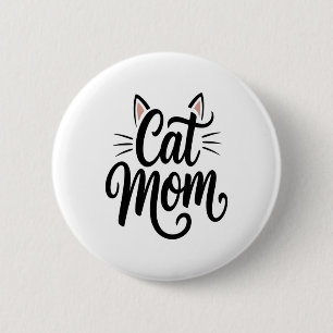Kat Mam Whiskers en oren Ronde Button 5,7 Cm