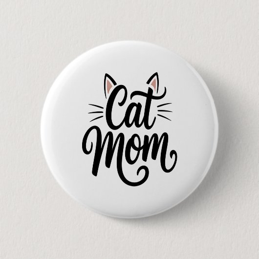 Kat Mam Whiskers en oren Ronde Button 5,7 Cm (Voorkant)