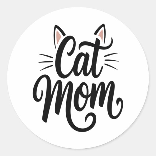 Kat Mam Whiskers en oren Ronde Sticker (Voorkant)