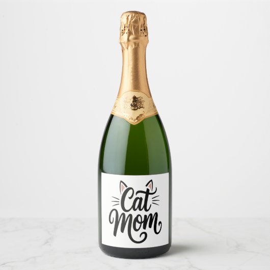 Kat Mam Whiskers en oren Sparkling Wijnetiket (Voorkant)