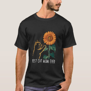 Kat Mam Zomer Kat Zonnebloem Vlinder en Kat En T-shirt