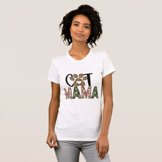 Kat mama dames tshirt, kleurrijke luipaard kat moe t-shirt (Voorkant volledig)