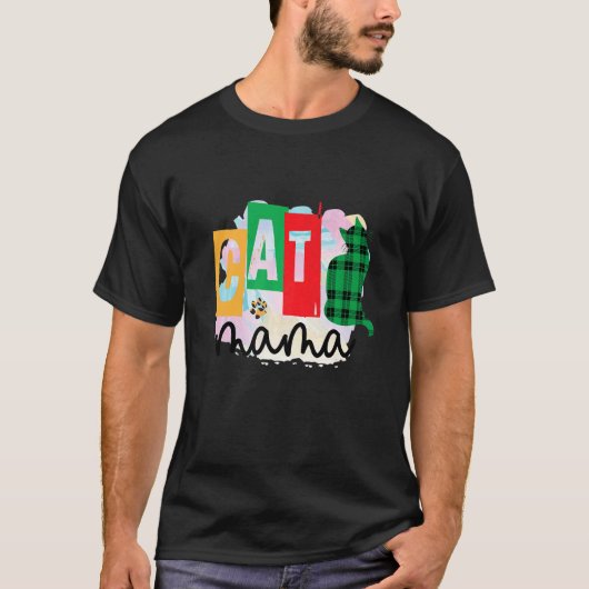 Kat Mama Grafische Patchwork T-shirt (Voorkant)