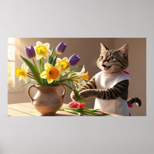 Kat mama is bloemen aan het regelen poster (Voorkant)