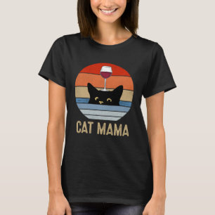 Kat Mama jaren tachtig Stijl Retro Kat Wijn Gla T-shirt
