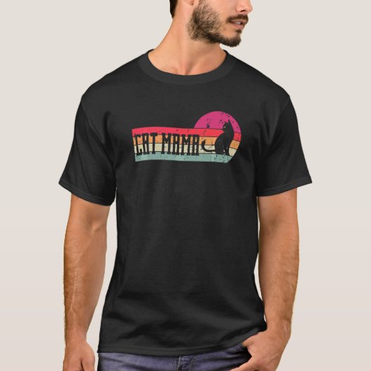 Kat Mama Kat Vintage Stijl T-shirt (Voorkant)