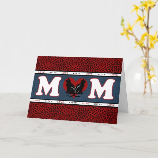 Kat mama Moederdag Kaart (Gele Bloem)