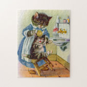 kat mama wast haar kitten uit 1930 legpuzzel (Verticaal)