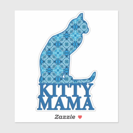 Kat mama zit in Denim Blue Pattern Sticker (Vel)