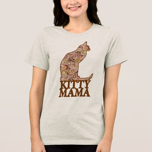 Kat mama zit in een kat met chocolade Brown Tri-Blend Shirt (Voorkant)