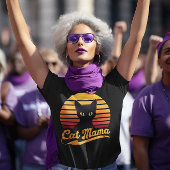 Kat Mama Zonsondergang Silhouet van een Zwarte Kat T-shirt