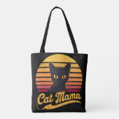 Kat Mama Zonsondergang Silhouet van een Zwarte Kat Tote Bag (Achterkant)