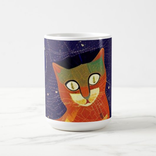 Kat marokkaans mozaïekkleurig abstract kat magische mok (Midden)