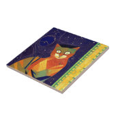 Kat marokkaans mozaïekkleurig abstract kat tegeltje (Zijkant)