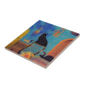 Kat marokkaans mozaïekkleurig abstract kat tegeltje (Zijkant)