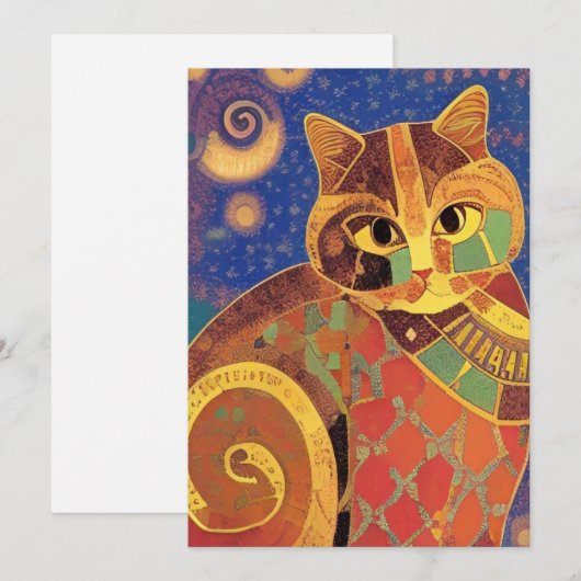 Kat-marokkaanse mozaïekstemmen van kat bedankkaart (Voorkant / Achterkant)